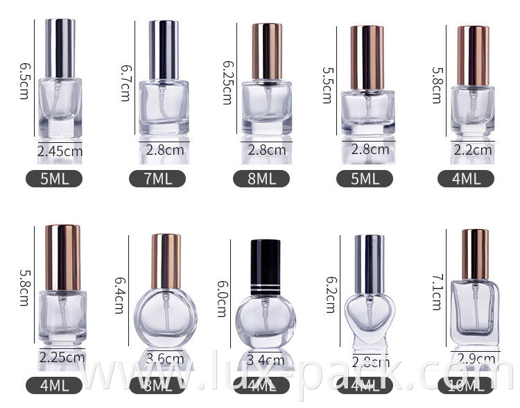 Empty 1.5ml 2ml 2.5ml clear mini atomizer mist vial sample spray glass perfume bottle